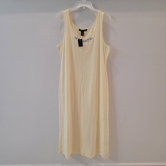 Charter Club Other - Charter Club Butter Yellow Intimates dress with Blue Floral Embroidery Size L